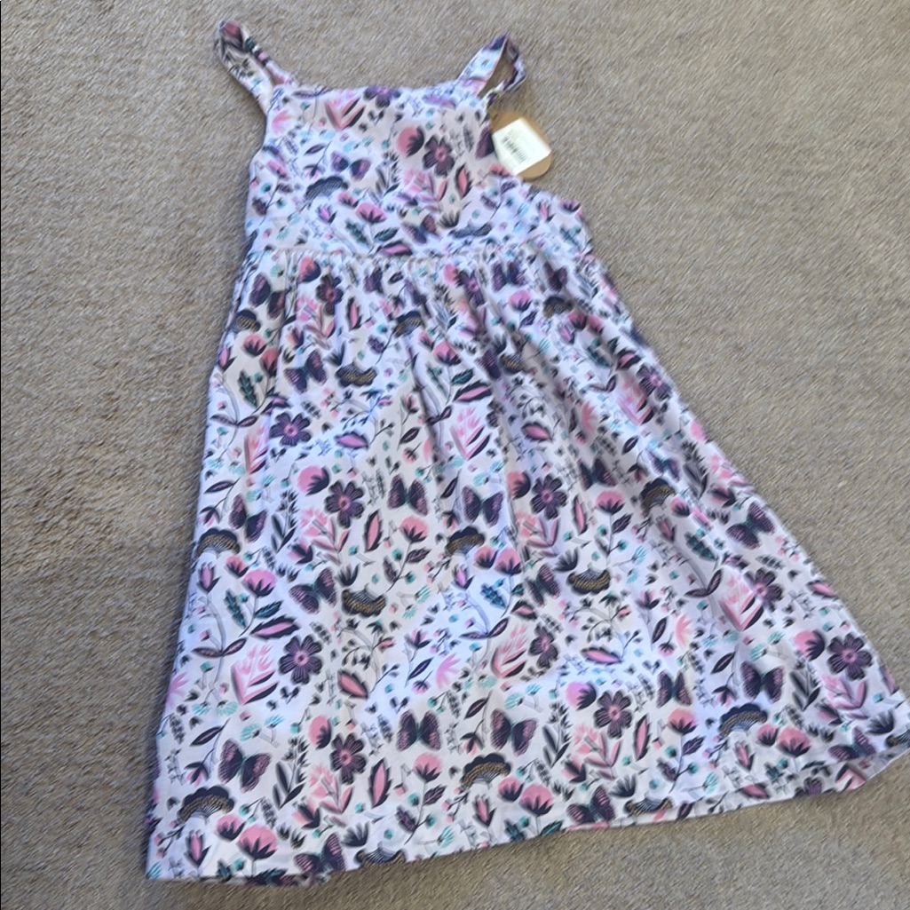 Wiliwili Nwt Floral Kids Dress In Pink And Purple